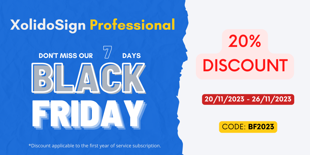 Black Friday 2023 - 20% descuento XolidoSign Professional