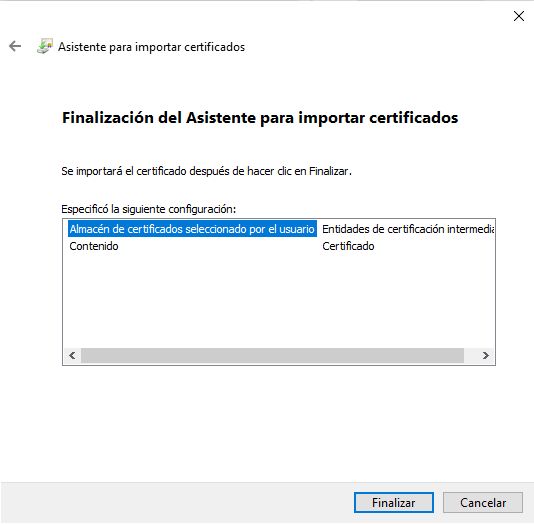 Asistente para importar certificados