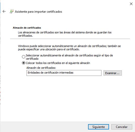 Asistente para importar certificados