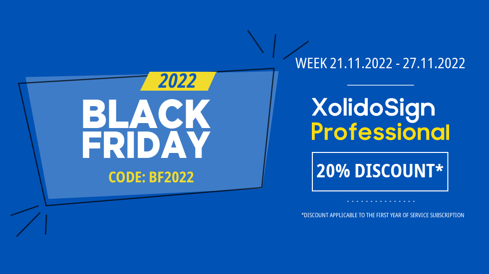 Black Friday 2022 - 20% discount XolidoSign Professional - Week 21.11.2022 to 27.11.2022 - CODE BF2022
