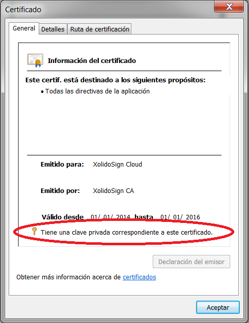 Certificado con clave privada