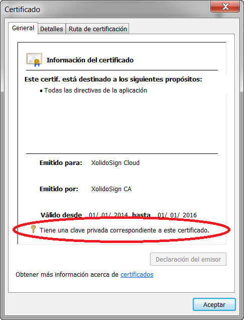 Certificado con clave privada