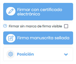 tipo de firma y la posición y realizamos la firma